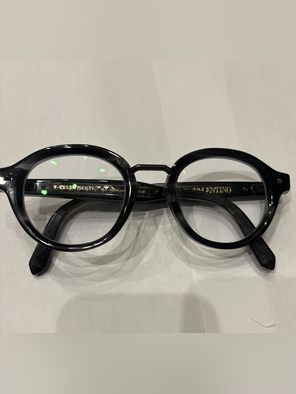 Valentino Black Round Men's Eyeglass Frames with Subtle Metal Bridge